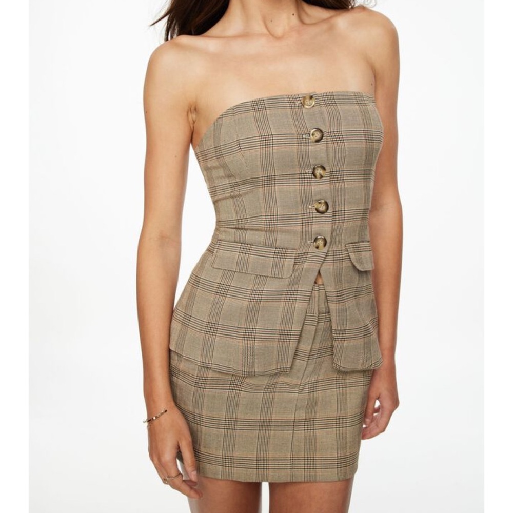 Buttoned Corset Tube Top - dynamite - brand new